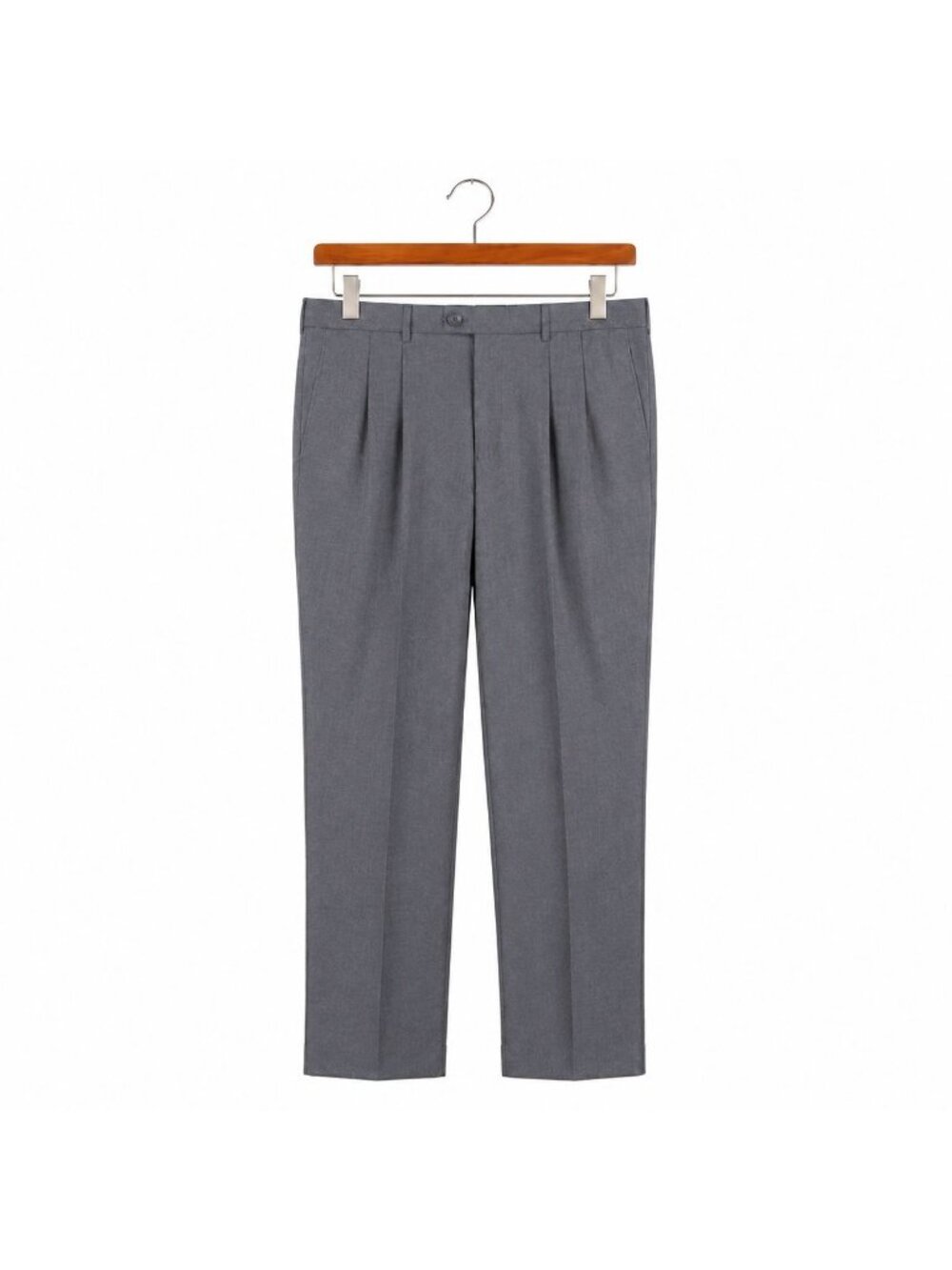 Stafford Men's Dress Pants 50 Gray 35% Worsted Wool Pleated Flat Front No Cuff